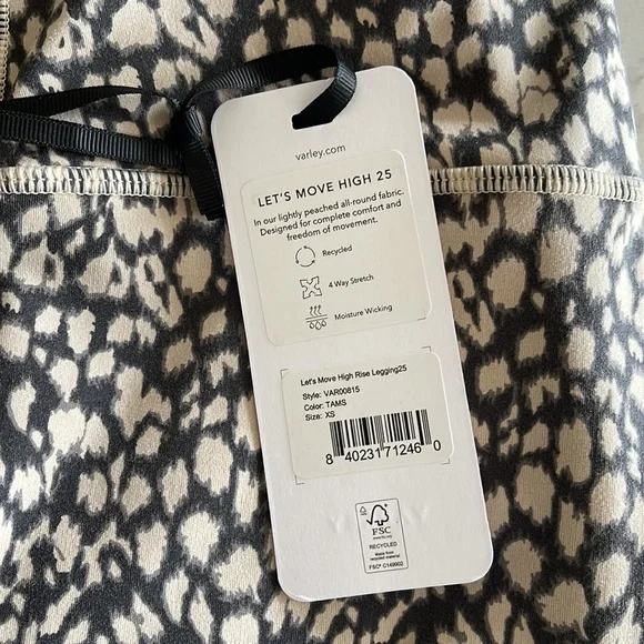Varley Lets Move High Rise Animal Print Legging 25” in Tan Motion Spots XS